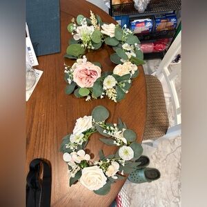 Elegant Floral Wreath with Pink and Cream Accents